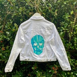 Custom Designs by CJ Skull Jean Jacket